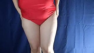 trying on the one piece swimsuit makes me feel beautiful and uncensored