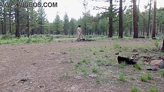 Naked at the campground entrance in sheer clothing!