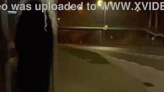 Trans shemale olivia flashes dick and ass on street.