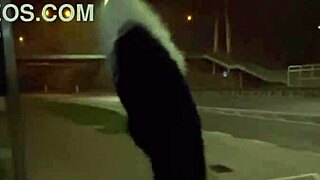 Trans shemale olivia flashes dick and ass on street.