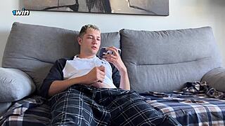 Girl Comes Home Early And Catches Guy Jerking Off