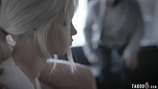 couple welcomes shy blonde adult