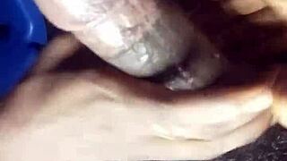 African teen shows phat cock sucking lips and drinks cum?