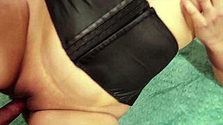 Does she insert that monster cock into her tight pussy?