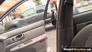 glory hole brunette blowjob sucking long schlong