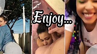 Hot brunette talks dirty for you to cum