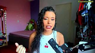 Hot brunette talks dirty for you to cum