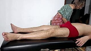 Blonde Masseuse Gives Oiled Blowjob Then Rides Client Hard