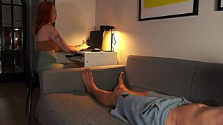 i'm a nerdy redhead revealin my tits while suckin cock