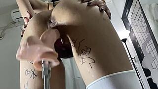 Asian Mei, Pussy Drilled by Dildo Machine!