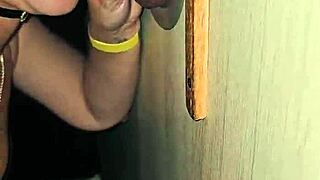 I felt pure ecstasy sucking that huge cock in the glory hole and swallowing his cum