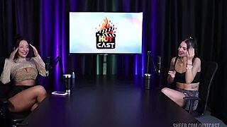 debora and vitoria share sensual moments in sheer red lingerie