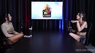 debora and vitoria share sensual moments in sheer red lingerie