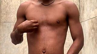 Amateur Soapy Dick Massage Shower Cum Nearly Got Caught