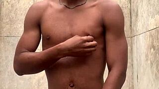 Amateur Soapy Dick Massage Shower Cum Nearly Got Caught