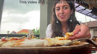 Eating Pizza With Cum On My Face In A Public Cafe