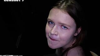 Ava swallows cum after gloryhole blowjob, tasting it eagerly