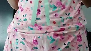 curvy latina model in sexy pink pajamas poses innocently for colleague in homemade softcore solo