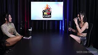 debora and vitoria share sensual moments in sheer red lingerie