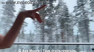 Pretty french girl fingers pussy in chalet rooms