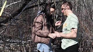 Caught Young Slut Roughly Fucked In Forest With Screams