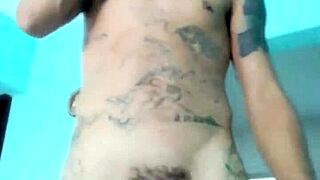 Thin guy shows his good toy in the living room