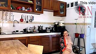 Housewife in pantyhose gets an orgasm while cooking in the kitchen 😋