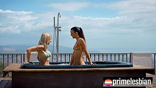 Angie Lynx And Ohana Petite Cum In Hottub Lesbian Sex