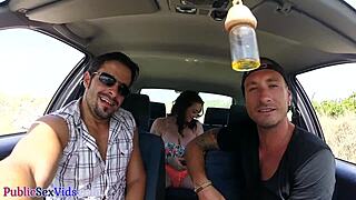 Busty Brit Blows Publicly Before Outdoor Sex