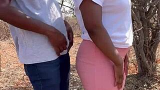 ebony elegance pickup leads to outdoor creampie with big cock