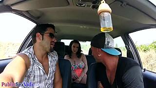 Busty Brit Blows Publicly Before Outdoor Sex