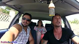 Busty Brit Blows Publicly Before Outdoor Sex