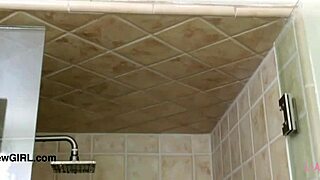 New cute brunette took a refreshing shower