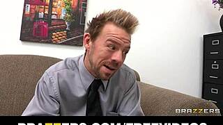 busty brunette college dean phoenix marie takes two cocks at work