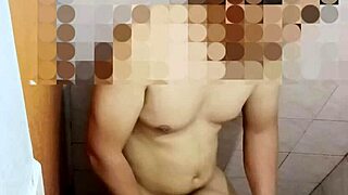 Chubby asian friend bends over in steamy bathroom fuck