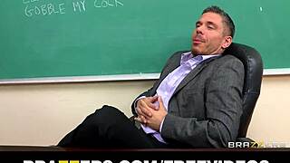 busty brunette college dean phoenix marie takes two cocks at work