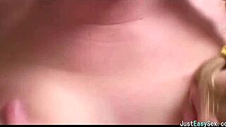 pigtailed brunette amateur solo squeezes bounces and plays with her big tits