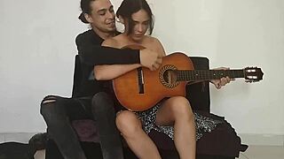 my friend is horny, wants me to masturbate her while playing guitar