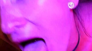 Blowjob In Neon Night With Deep Throat - Pov Shorties!