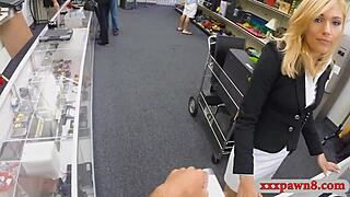 hot blonde milf gets pounded by the pawn keeper in hidden cam reality