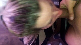 Cumshot deepthroat with slut blonde