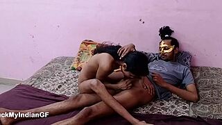 attractive indian skinny girlfriend seduced by boyfriend after college