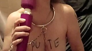 humiliated slave indulges in piss and belt self-session