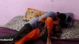 attractive indian skinny girlfriend seduced by boyfriend after college