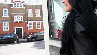 sexy girl pisses on construction site, shows tits to workers while walking 😏