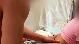 Drilling tight asian pussy on kitchen table