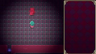 in the futanari dungeon quest, mage kanade lactated milk while getting a blowjob and handjob from the slime