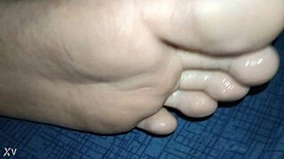 Foot with saliva, jerk off for me now