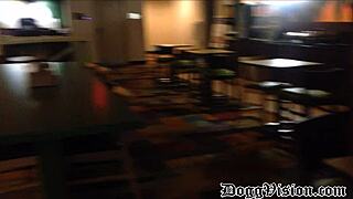 Busted public fucking in hotel cafeteria