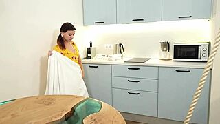 i'm a cute teen fuckin to pay my rent, moanin loud in the kitchen